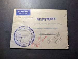 1952 Registered Burma Airmail Cover Rangoon to Herts England