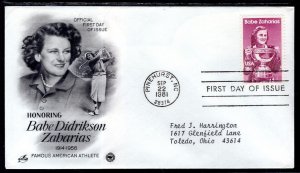 US 1932 Babe Zaharias PCS Artcraft Variety Typed FDC