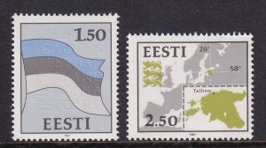 Estonia  #209-210  MNH 1991  map   flag