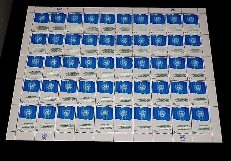 U.N. NEW YORK #270, 1976 DEFINITIVE ISSUE, MNH, SHEET/50, NICE!! LQQK!!