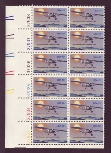 1977 Lindbergh Solo Flight Plate Block of 12 13c Postage Stamps, Sc#1710, MNH,OG