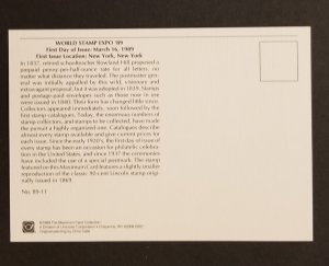 FDC Maxi Card Maximum Scott 2410 World Stamp Expo 1989 Stamp M16