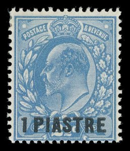 British Levant 1912 KEVII 1pi on 2½d dull blue (p15x14) MLH. SG 27a.