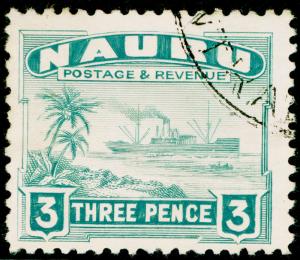 NAURU SG31B, 3d greenish grey, FINE USED, CDS. Cat £19.