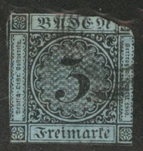 Baden German State Scott 8 Used 1858