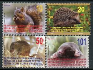 351 - NORTH MACEDONIA 2022 - Fauna - Hedgehog - Fox Squirrel - Mole - Mouse -MNH