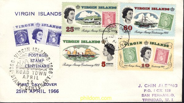 414826 MNH VIRGENES BRITANICAS Islas 1966 CENTENARIO DEL SELLO
