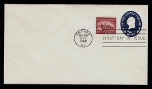 FIRST DAY COVER #U542 Embossed 2.5c Washington Mt Vernon U/A COMBO FDC 1960