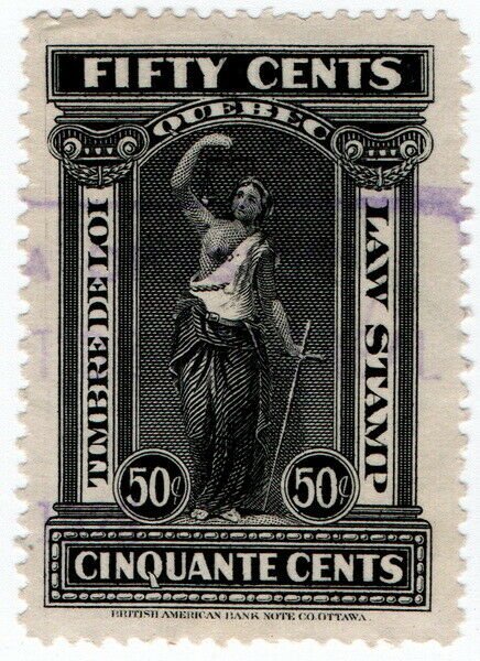 (I.B) Canada Revenue : Quebec Law Stamp 50c