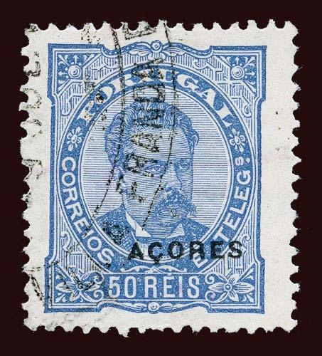 AZORES Scott #52 1882 perf 12½ ordinary paper used, Villa Franca cancel, faults