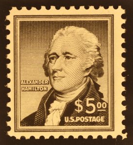 Scott US #1053 $5 Hamilton, Black, Perf 11 VF-OG-NH