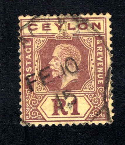 Ceylon #220, F/ VF, Used,  CV $47.50 ....  1290544