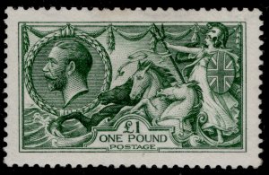 GB GV SG403 SPEC N72(2), SCARCE £1 DEEP green, NH MINT. Cat £6500.