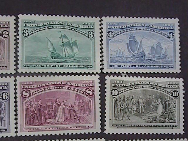 U.S.# 2624-2629-MNH-SET OF-COLOMBIAN EXPO REPRINTS-SOUVENIR SHEET SINGLES--1992