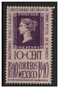 Mexico 1940 - Scott 755 MH - 10c, Postage stamp Centenary 