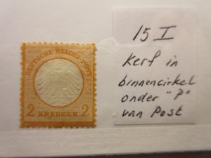 GERMANY, PLATE FAULT, Michel: 15I, MINT HINGED, Lot31, Cat €200
