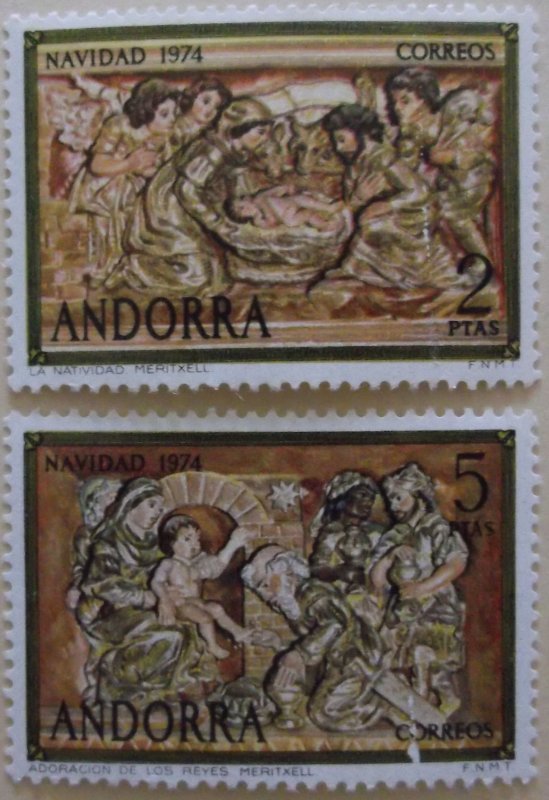 Andorra Spanish 84-5 MNH Cat $3.00 Christmas Topical Full Set