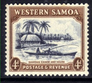 Samoa 1935 KGV 4d Canoe and House Umm SG 184 ( M788 )