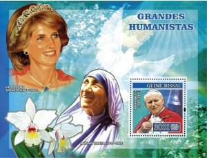 Guinea - Bissau 2007 - Humanists: Pope John Paul II, Lady Diana, Mother Teresa