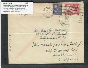 1950 Prexie Cover 3c Jefferson Manila Philippines