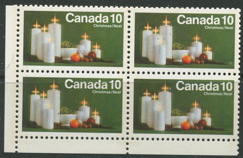 STAMP STATION PERTH Canada #608p Christmas Issue Tagged1972 Block 4 MNH CV$2.80