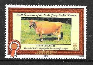 JERSEY SG203a 1979 CATTLE 25p GOLD DOUBLE VAR MNH