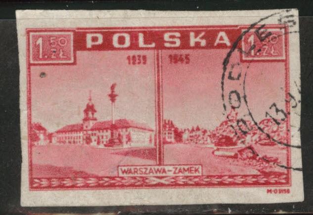 Poland Scott 374 Used 1946-47 imperf stamp 