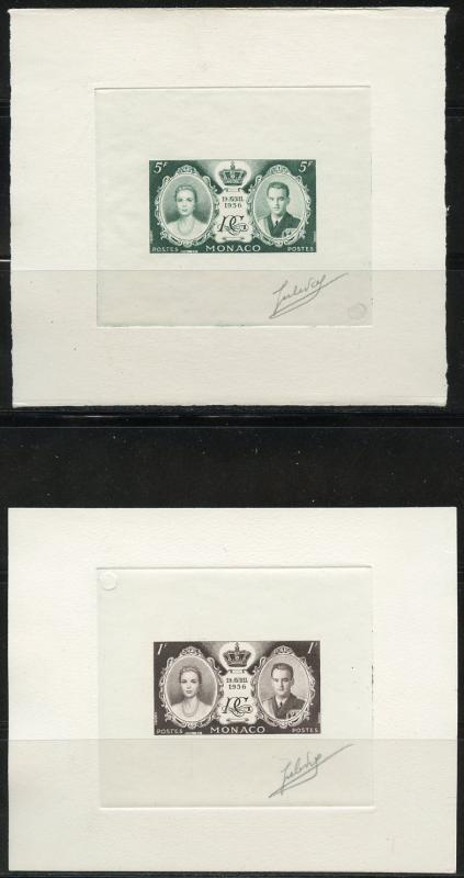 MONACO 8 SUNKEN PROOFS OR TRIAL PROOFS OF THE ROYAL WEDDING PRINCESS GRACE 