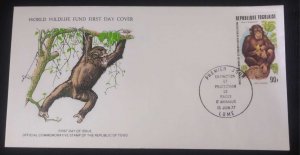 EL)1977 TOGO, WORLD WILDLIFE FUND, WWF, CHIMPANZEE, FDC