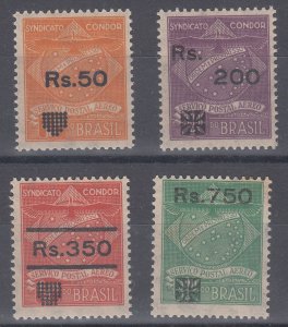 1930 BRAZIL AIRMAIL CONDOR SURCHARGED (YVERT# 21-24) MNH VF