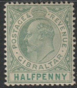 Gibraltar Sc# 39 KEVII 1903 MLMH Half penny issue CV $14.50