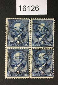 MOMEN: US STAMPS # 216 BLOCK OF 4 USED $160 LOT #16126