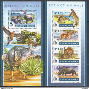 2015 Solomon Islands Extinct Animals Fauna #3137-41 1+1 ** Ls433