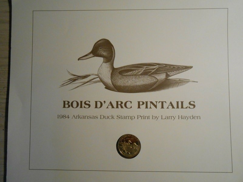 AR4 - Arkansas State Duck Special Edition Print With Folio & Stamp.  #02 AR4prws