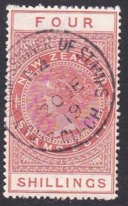 NEW ZEALAND 1880 Stamp Duty 4/- fine used..................................68023