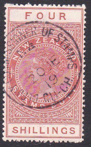 NEW ZEALAND 1880 Stamp Duty 4/- fine used..................................68023