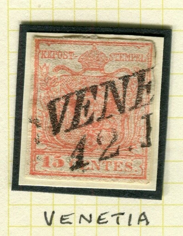 LOMBARDY VENETIA; 1850s early classic Imperf issue fine used 15c. value