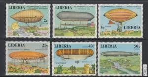 XG-W886 LIBERIA - Zeppelin, 1978 Aviation, 6 Values MNH Set