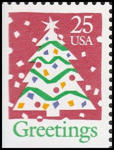 US 2516 Greetings Christmas Tree 25c single MNH 1990