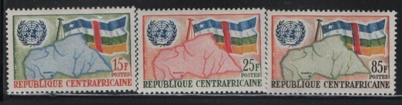 CENTRAL AFRICAN REPUBLIC, 14-16, MH, 1961, FLAG, MAP & UN EMBLEM