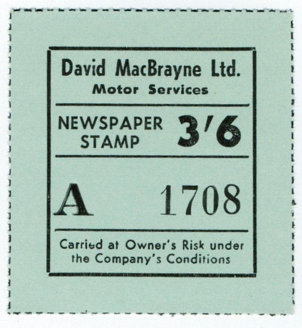 (I.B) Cinderella Collection : David MacBrayne Motor Services - Newspapers 3/6d