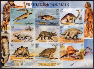 Somalia 2003 Dinosaurs-Prehistoric Animals #2 Sheetlet (9) IMPERFORATED MNH