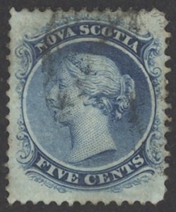 Canada Nova Scotia Sc# 10 Used (b) 1860-1863 5¢ blue Queen Victoria