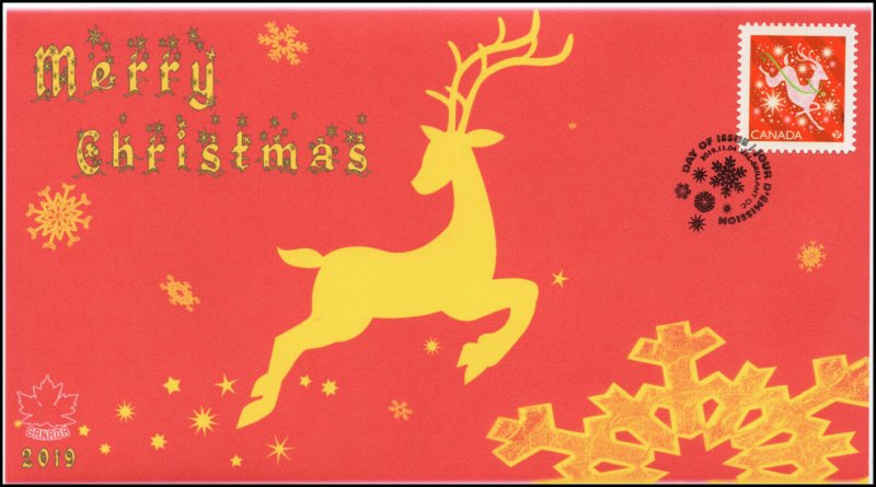 CA19-047, 2019, Christmas, Pictorial Postmark, First Day Cover, Reindeer