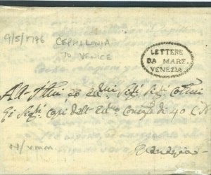 Greece Islands CEPHALONIA Cover EL VENICE *LETTERE/DA/MARE/VENEZIA* 1786 M158a