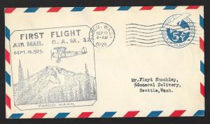 UNITED STATES First Flight Cover 1929 Pasco