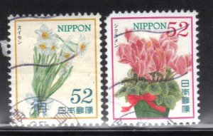 JAPAN SC# 3765+68 USED 52y 2014  FLOWERS SEE SCAN