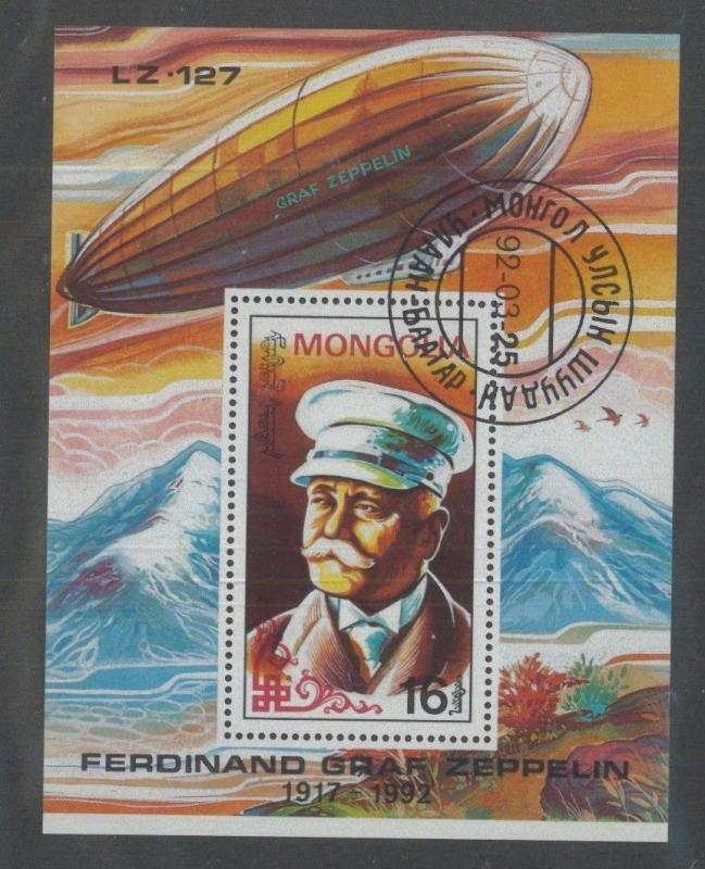MONGOLIA Souvenir Sheet Sc# 2065 Used - Ferdinand Graf Zeppelin - FOS145