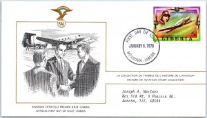 HISTORY OF AVIATION TOPICAL FIRST DAY COVER SERIES 1978 - LIBERIA 5c