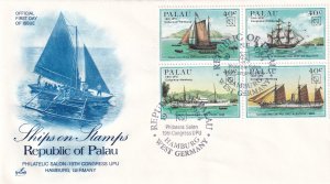 1984, Palau: Ships on Stamps, Art Craft, FDC (E11924)